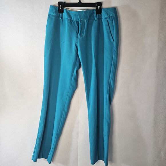 BANANA REPUBLIC Sz 6 Turquoise Teal Ankle Pant Trouser Zip Up Straight Leg - Picture 1 of 7